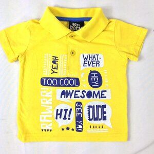 Boys Rock Yellow Short Sleeve Polo Shirt Size 12 M